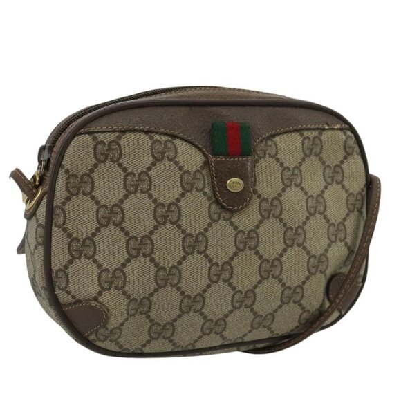 GUCCI GG Supreme Web Sherry Line Shoulder Bag PVC Beige - Picture 1 of 15